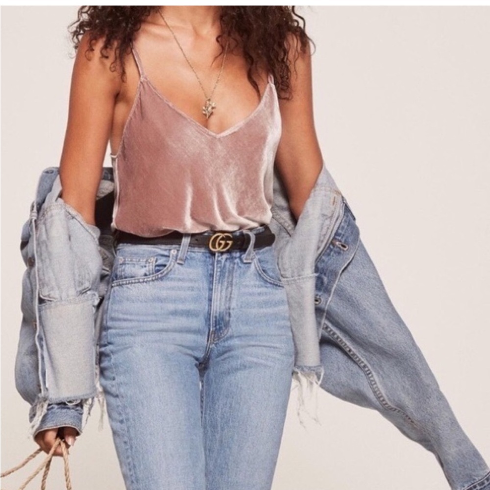 Reformation Pink Velvet Tank Top